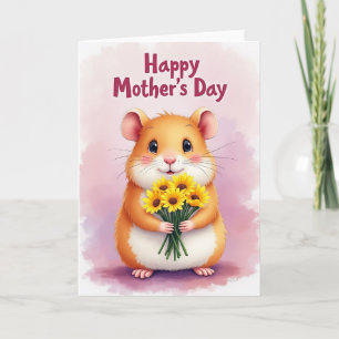 Fluffy Friend Floral Mothers Day Card
