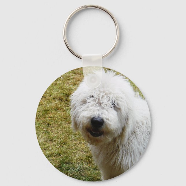 Fluffy Frizzy Bad Hair Day Dog Key Ring (Front)