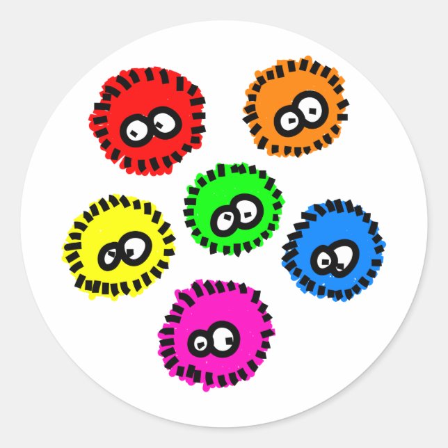 Fluffy Germs Classic Round Sticker (Front)