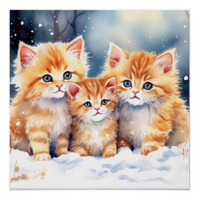 Fluffy Ginger Kittens Poster (Front)