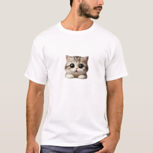 Fluffy Gray Tabby Kitten with Big Green Eyes T-Shirt