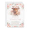 Fluffy Highland Cow Pink Blush Floral Baby Shower