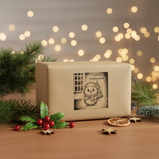 fluffy igel with Christmas greetings Rubber Stamp (Creator Uploaded)