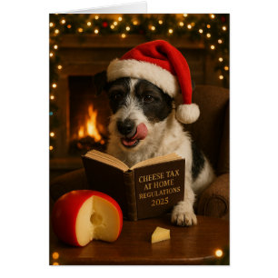 Fluffy Jack Russell  'Cheese Tax' Christmas card