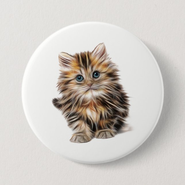 Fluffy Kitten 7.5 Cm Round Badge (Front)