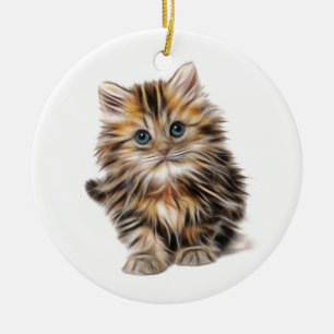 Fluffy Kitten Ceramic Tree Decoration
