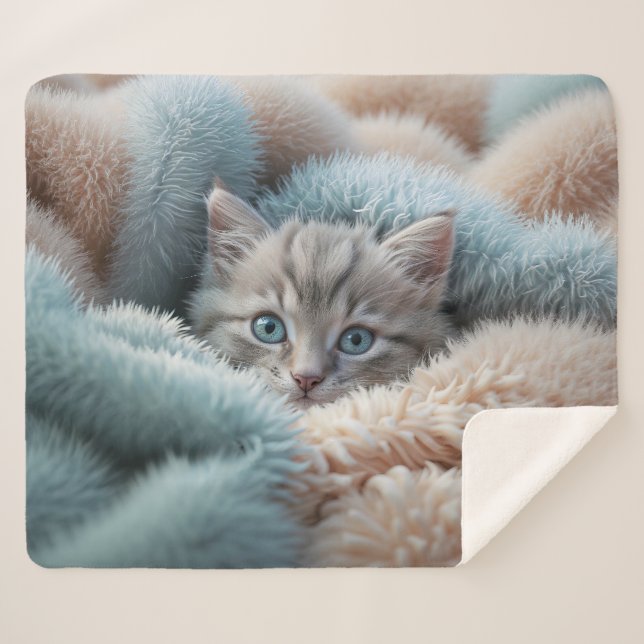 Fluffy Kitten in a Soft Blanket (Front (Horizontal))