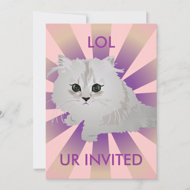 Fluffy Kitten Invitation (Front)