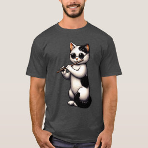 Fluffy Kitten Musical Flute Musician Music Lover f T-Shirt