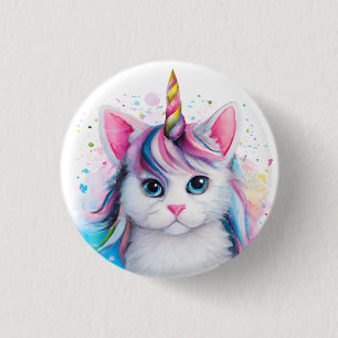 Fluffy Kitten Unicorn 3 Cm Round Badge