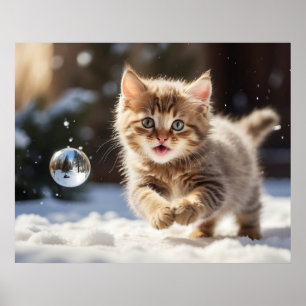 *~* Fluffy Kitty Cat 5:4 Kitten AP68 Snow Bubble Poster