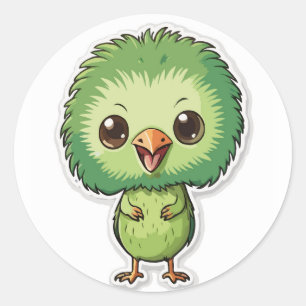 Fluffy Kiwi Bird Sticker - A Cute and Quirky Icon