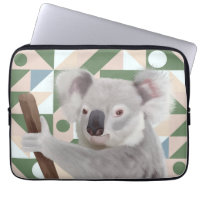 Fluffy Koala Green Geometric Background
