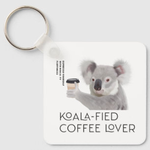 Fluffy Koala Pun Coffee Lovers Key Ring