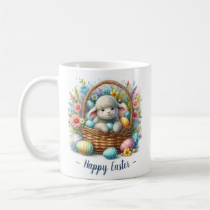 Fluffy Lamb and Easter Eggs Coffee Mug