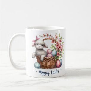 Fluffy Lamb and Easter Eggs Coffee Mug