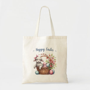 Fluffy Lamb and Easter Eggs Tote Bag