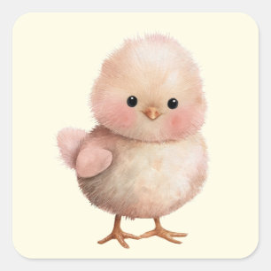 Fluffy Little Chick   Cute Spring & Easter Animal  Square Sticker