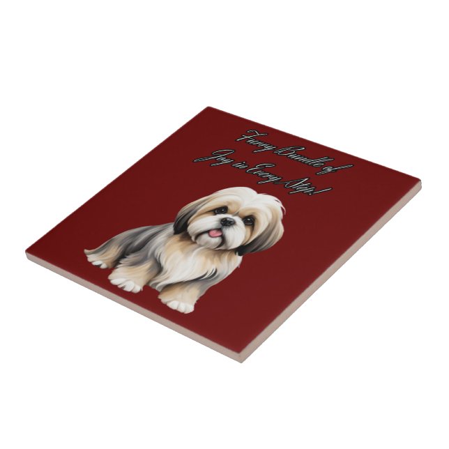 Fluffy Little Pal: Soft Hues and Thick Hai Ceramic Tile (Side)