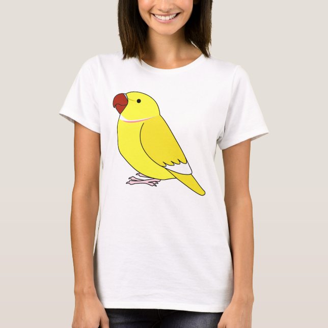 Fluffy lutino indian ring-necked parrot cartoon T-Shirt (Front)