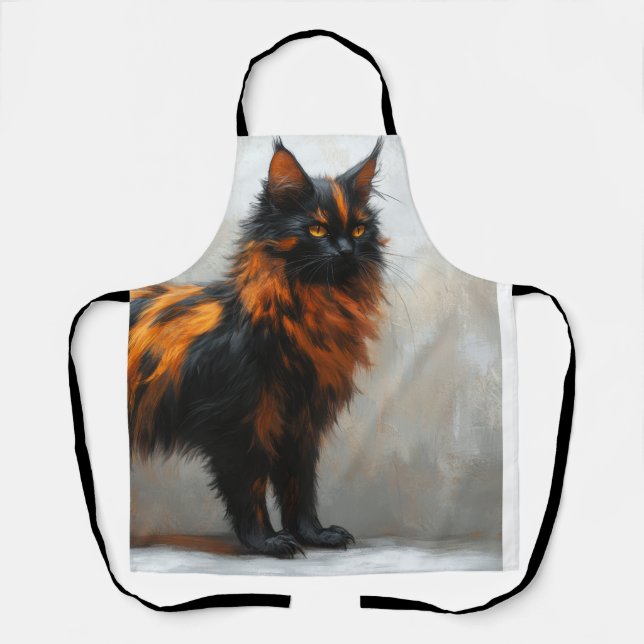 Fluffy maine coon cat  apron (Front)
