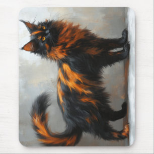 Fluffy maine coon cat mouse pad