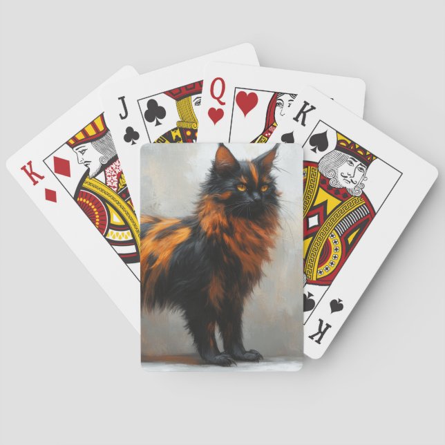 Fluffy maine coon cat  playing cards (Back)