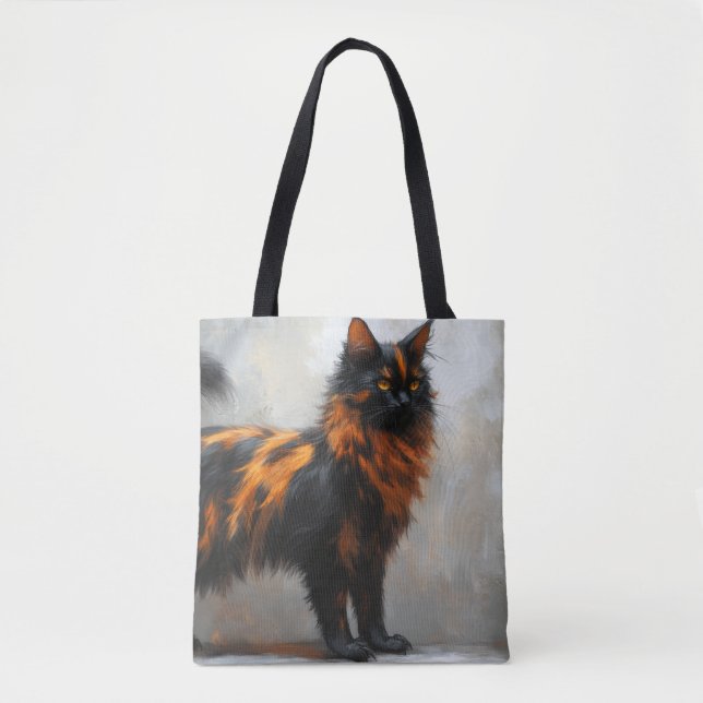 Fluffy maine coon cat  tote bag (Front)