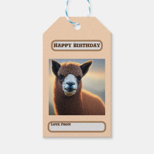 "Fluffy Majesty: The Big Woolly Brown Alpaca" Gift Tags