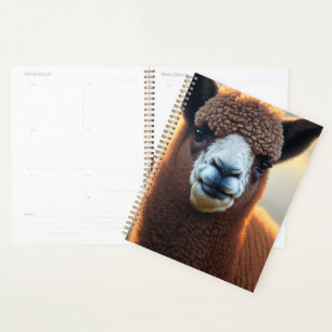 "Fluffy Majesty: The Big Woolly Brown Alpaca" Planner