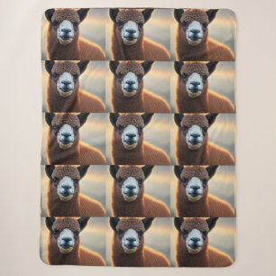 "Fluffy Majesty: The Big Woolly Brown Alpaca" Sherpa Blanket