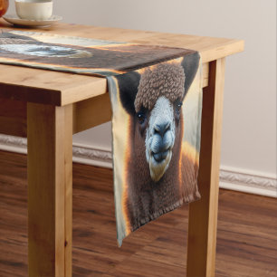 "Fluffy Majesty: The Big Woolly Brown Alpaca" Short Table Runner