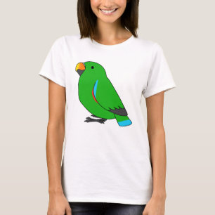 Fluffy male green eclectus parrot cartoon drawing T-Shirt