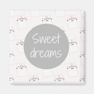 Fluffy Marshmallow Kitty in Pink Sweet Dreams Magnet