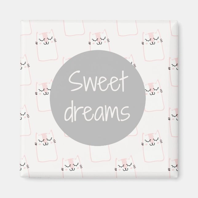 Fluffy Marshmallow Kitty in Pink | Sweet Dreams Magnet (Front)