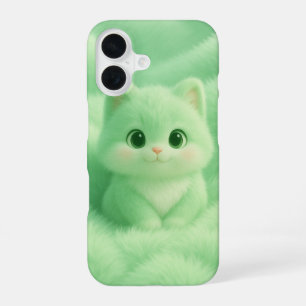 Fluffy Mint Kitten iPhone Case – Cute Cartoon Anim