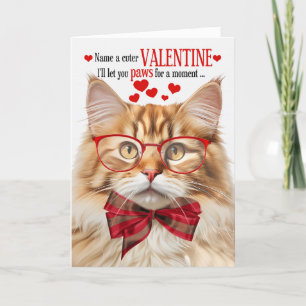 Fluffy Orange Tabby Cat Humour Valentine's Day Holiday Card