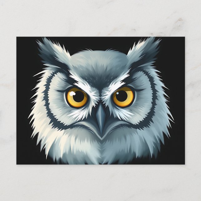 Fluffy Owl with Expressive Eyes Postcard (Front)