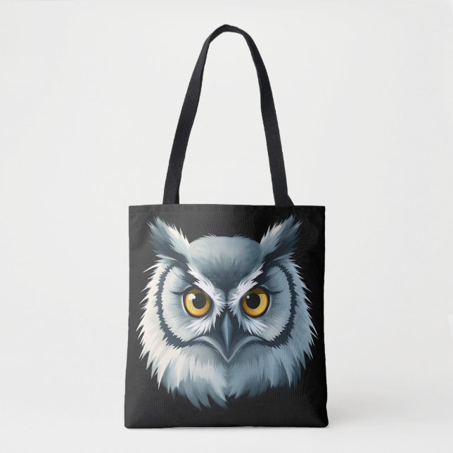 Fluffy Owl with Expressive Eyes Tote Bag (Front)