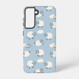 Fluffy Pastel Blue Lamb Pattern Samsung Galaxy Case