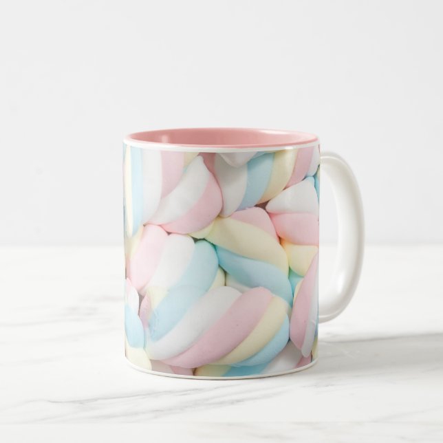Fluffy Pastel Marshmallow Candy Two-Tone Coffee Mug (Front Right)
