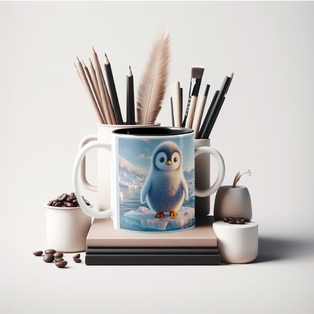  fluffy Penguin fun  Two-Tone Coffee Mug (Fun cute penguin coffee mug.)