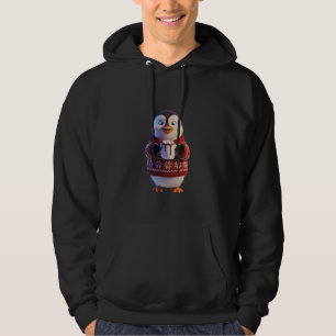 Fluffy Penguin with Hot Cocoa & Snowflake Sweater
