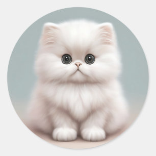 Fluffy Persian Nursery Cat Art Classic Round Sticker