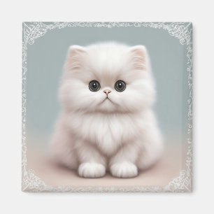 Fluffy Persian Nursery Cat Art Magnet