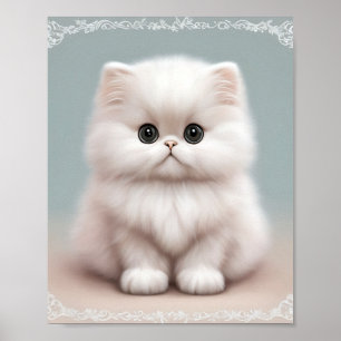 Fluffy Persian Nursery Cat Art Poster