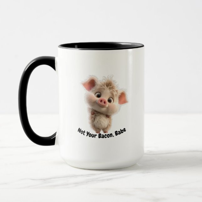  Fluffy Piglet with Big Eyes – Be Kind Go Vegan Mug (Left)