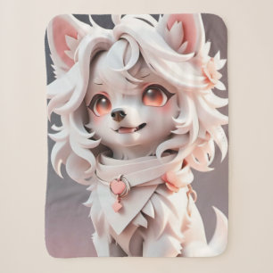 Fluffy Pink And White Puppy Sherpa Blanket