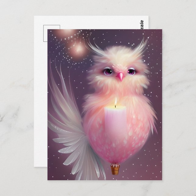 Fluffy Pink Baby Bird Postcard (Front/Back)