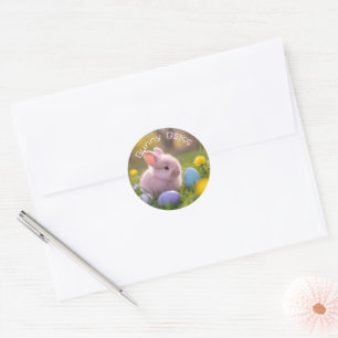 Fluffy Pink Bunny Sticker – Cute, Pastel Easter